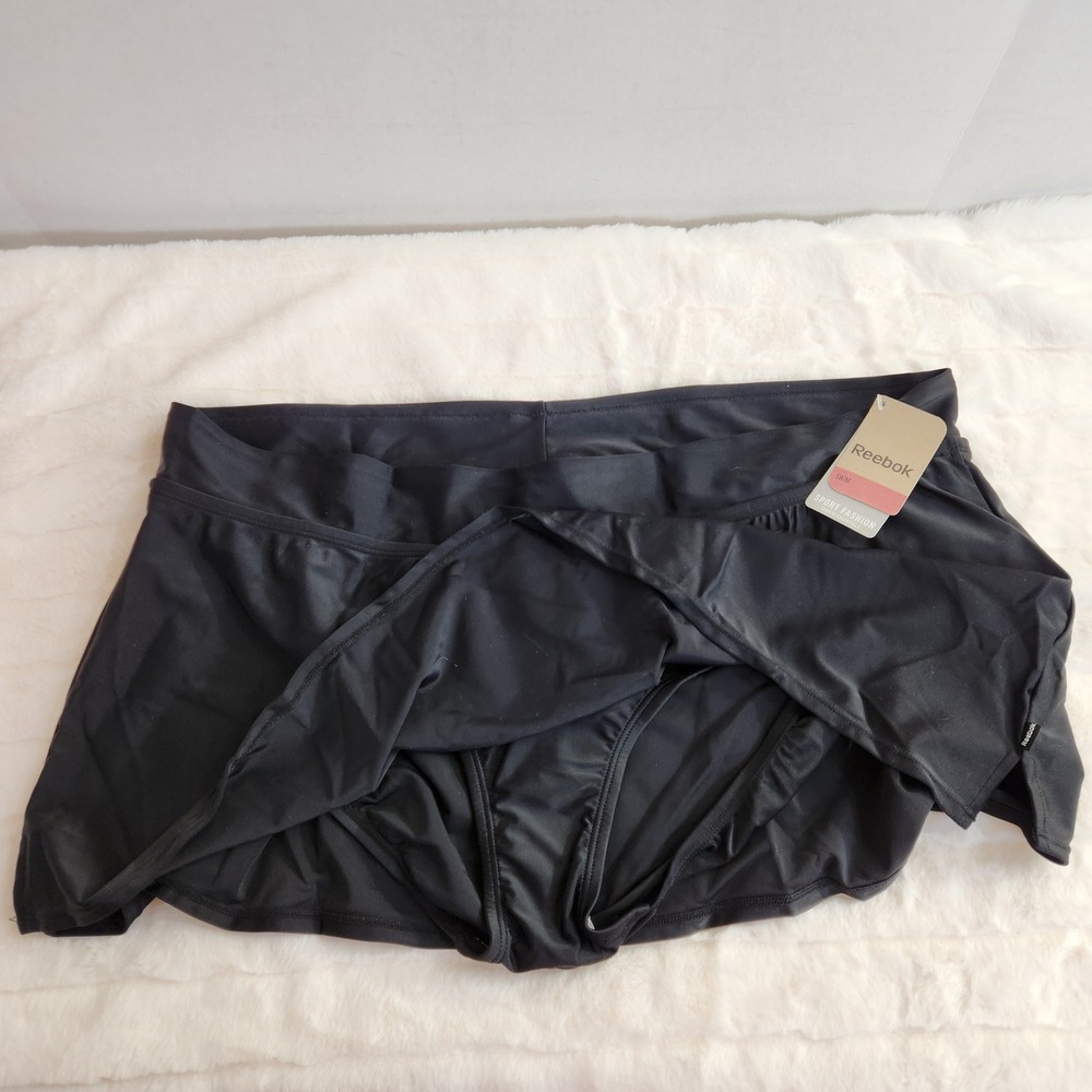 Reebok Womens Swim Skirt Black Plus Size 18 Chlorine Resistant Skort NEW NWT